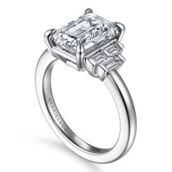 New Gabriel & Co. Alejandra - 14K White Gold Emerald Cut Diamond Engagement Ring