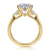 Best Gabriel & Co. Alesandra - 14K Yellow Gold Half Bezel Three Stone Round Diamond Engagement Ring
