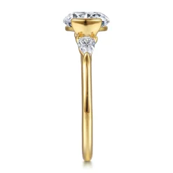 Best Gabriel & Co. Alesandra - 14K Yellow Gold Half Bezel Three Stone Round Diamond Engagement Ring