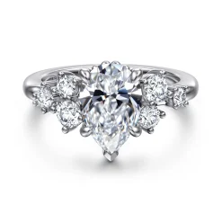 Sale Gabriel & Co. Alexa - 14K White Gold Pear Shape Diamond Engagement Ring