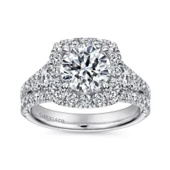 Hot Gabriel & Co. Alexia - 14K White Gold Round Halo Diamond Engagement Ring