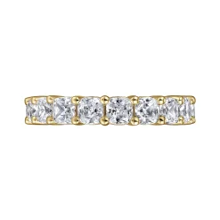 Clearance Gabriel & Co. Alexi - 14K Yellow Gold Cushion Cut Shared Prong Diamond Eternity Band - 4.5 ct