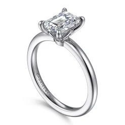 New Gabriel & Co. Ali - 14K White Gold Emerald Cut Diamond Engagement Ring