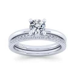 New Gabriel & Co. Ali - 14K White Gold Round Diamond Engagement Ring