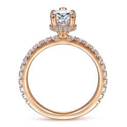 New Gabriel & Co. Alina - 14K Rose Gold Hidden Halo Pear Shape Diamond Engagement Ring