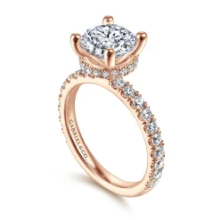 Discount Gabriel & Co. Alina - 14K Rose Gold Hidden Halo Round Diamond Engagement Ring