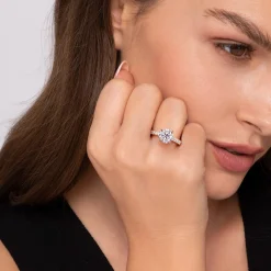 Discount Gabriel & Co. Alina - 14K Rose Gold Hidden Halo Round Diamond Engagement Ring