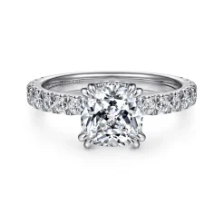 Outlet Gabriel & Co. Alina - 14K White Gold Cushion Hidden Halo Diamond Engagement Ring