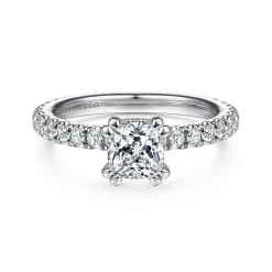 Hot Gabriel & Co. Alina - 14K White Gold Cushion Hidden Halo Diamond Engagement Ring