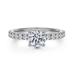 Hot Gabriel & Co. Alina - 14K White Gold Hidden Halo Round Diamond Engagement Ring