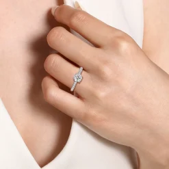 Hot Gabriel & Co. Alina - 14K White Gold Hidden Halo Round Diamond Engagement Ring