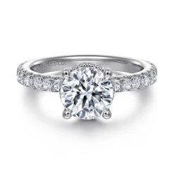 Gabriel & Co. Alina - 14K White Gold Hidden Halo Round Diamond Engagement Ring