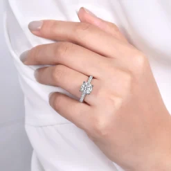Best Gabriel & Co. Alina - 14K White Gold Hidden Halo Round Diamond Engagement Ring