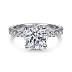 Best Gabriel & Co. Alina - 14K White Gold Hidden Halo Round Diamond Engagement Ring
