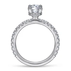 New Gabriel & Co. Alina - 14K White Gold Hidden Halo Oval Diamond Engagement Ring