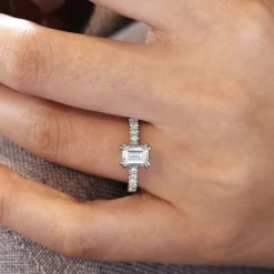 Online Gabriel & Co. Alina - 14K White Gold Hidden Halo Emerald Cut Diamond Engagement Ring
