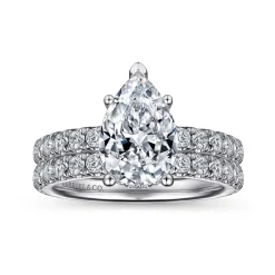 Gabriel & Co. Alina - 14K White Gold Hidden Halo Pear Shape Diamond Engagement Ring