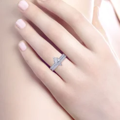 New Gabriel & Co. Alina - 14K White Gold Hidden Halo Marquise Shape Diamond Engagement Ring