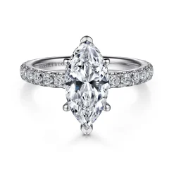 Clearance Gabriel & Co. Alina - 14K White Gold Hidden Halo Marquise Halo Diamond Engagement Ring
