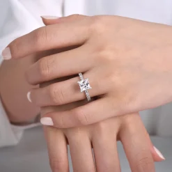 Gabriel & Co. Alina - 14K White Gold Princess Hidden Halo Diamond Engagement Ring
