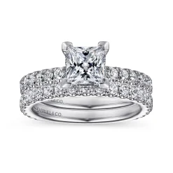 Discount Gabriel & Co. Alina - 14K White Gold Princess Hidden Halo Diamond Engagement Ring