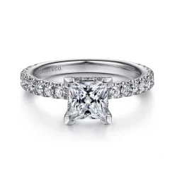 Discount Gabriel & Co. Alina - 14K White Gold Princess Hidden Halo Diamond Engagement Ring