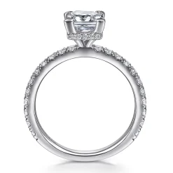 Discount Gabriel & Co. Alina - 14K White Gold Princess Hidden Halo Diamond Engagement Ring
