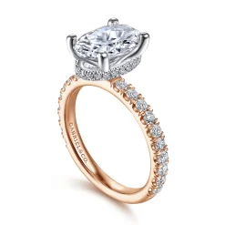 Clearance Gabriel & Co. Alina - 14K White-Rose Gold Oval Diamond Engagement Ring