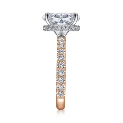 Clearance Gabriel & Co. Alina - 14K White-Rose Gold Oval Diamond Engagement Ring