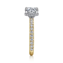 Clearance Gabriel & Co. Alina - 14K White-Yellow Gold Hidden Halo Round Diamond Engagement Ring