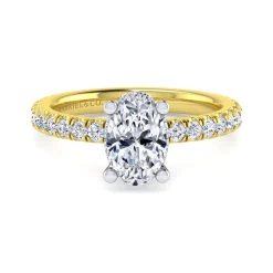 Discount Gabriel & Co. Alina - 14K White-Yellow Gold Oval Diamond Engagement Ring