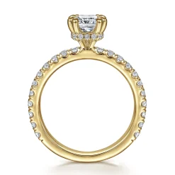 Sale Gabriel & Co. Alina - 14K Yellow Gold Cushion Hidden Halo Diamond Engagement Ring