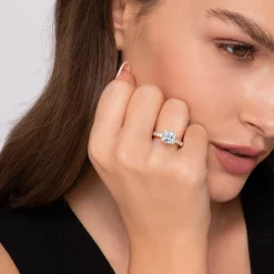 Sale Gabriel & Co. Alina - 14K Yellow Gold Cushion Hidden Halo Diamond Engagement Ring