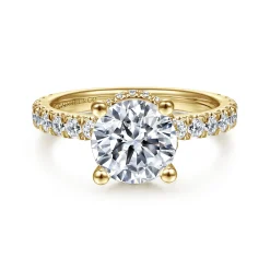 Clearance Gabriel & Co. Alina - 14K Yellow Gold Hidden Halo Round Diamond Engagement Ring