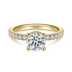New Gabriel & Co. Alina - 14K Yellow Gold Hidden Halo Round Diamond Engagement Ring