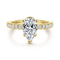 Sale Gabriel & Co. Alina - 14K Yellow Gold Hidden Halo Pear Shape Diamond Engagement Ring
