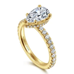 Sale Gabriel & Co. Alina - 14K Yellow Gold Hidden Halo Pear Shape Diamond Engagement Ring