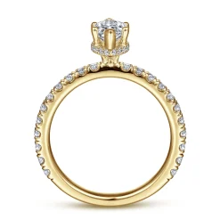 New Gabriel & Co. Alina - 14K Yellow Gold Hidden Halo Marquise Shape Diamond Engagement Ring