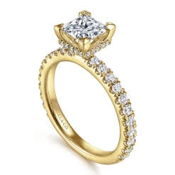 Sale Gabriel & Co. Alina - 14K Yellow Gold Princess Hidden Halo Diamond Engagement Ring