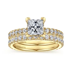 Sale Gabriel & Co. Alina - 14K Yellow Gold Princess Hidden Halo Diamond Engagement Ring