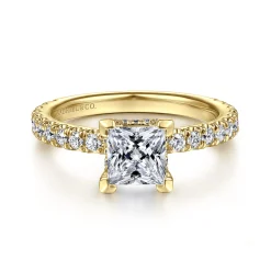 Sale Gabriel & Co. Alina - 14K Yellow Gold Princess Hidden Halo Diamond Engagement Ring