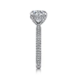 Best Gabriel & Co. Alinna - 14K White Gold Round Pave Diamond Engagement Ring