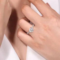 Best Gabriel & Co. Alinna - 14K White Gold Round Pave Diamond Engagement Ring
