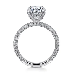 Best Gabriel & Co. Alinna - 14K White Gold Round Pave Diamond Engagement Ring