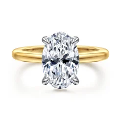 Outlet Gabriel & Co. Aliona - 14K White-Yellow Gold Oval Solitaire Diamond Engagement Ring