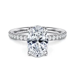 Clearance Gabriel & Co. Alisa - 14K White Gold Oval Diamond Engagement Ring