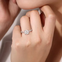 Clearance Gabriel & Co. Alisa - 14K White Gold Round Hidden Halo Diamond Engagement Ring