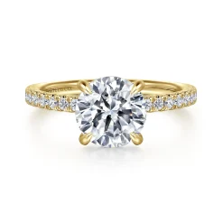 New Gabriel & Co. Alisa - 14K Yellow Gold Round Hidden Halo Diamond Engagement Ring
