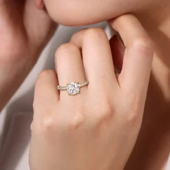 New Gabriel & Co. Alisa - 14K Yellow Gold Round Hidden Halo Diamond Engagement Ring