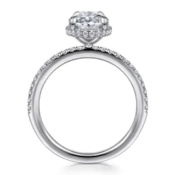 Hot Gabriel & Co. Allesia - 14K White Gold Oval Cut Hidden Halo Diamond Engagement Ring